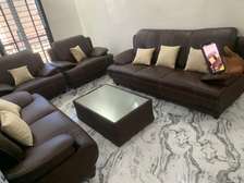 Salon 7 places disponible en couleurs maron tabac