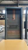 Porte d'entrée acier gris anthracite bois sécurisée