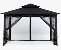 Gazebo noir en métal 2m95 x 2m95 x 2m7