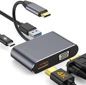 ADAPTATEUR 4 IN 1 USB-C TO HUB PD HDTV+VGA+USB 4IN1-A