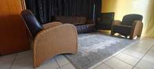 SALON DESIGN EN CUIR MARRON