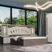 CHAMBRE A COUCHER 6BATTANTS 5PIECES GRIS BLANC MC627H