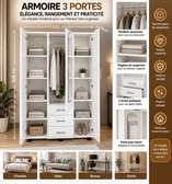 Armoire 3 Battants avec Miroir