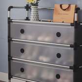 Meuble rangement 3 tiroirs gris fumé compact