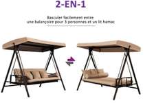 Balançoire De Jardin 3 Places Exterieur Convertible en Lit