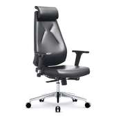 Chaise bureau ergonomique cuir noir dossier haut