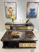 TABLE BASSE + TABLE TV VIP MARRON GOLD TRES CHIC