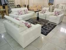 Ensemble canapé chic blanc similicuir 3-2-1 places