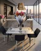 Table à manger marbre moderne 4 chaises rembourrées