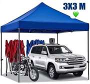 Tonnelle pliante 3x3 m bleue structure métallique