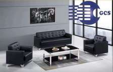 Ensemble salon cuir synthétique noir  moderne