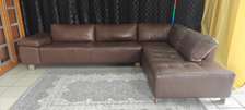 SALON D'ANGLE EN CUIR MARRON