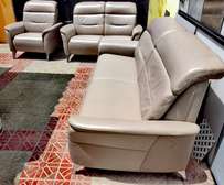 Ensemble De 2 Canapés En Cuir Beige - 3/2/1 Places - Style Classique Pour Salon