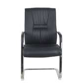 Chaise bureau cuir noir métal chromé sans roulettes