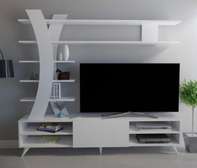 Meuble TV Duru blanc design moderne avec rangements