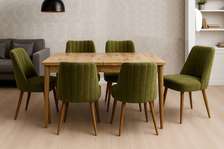 TABLE A MANGER EXTENSIBLE MARRON 6CHAISES VERT