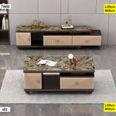 ENSEMBLE MEUBLE TV ET TABLE BASSE MARBRÉE BEIGE ET MARRON