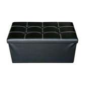 Pouf de rangement 2 places pliable en similicuir