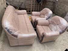 Ensemble canapé 3 places et 2 fauteuils cuir beige