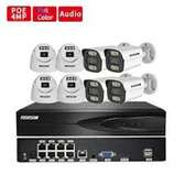 8 Caméras IP poe 5mp color vu + Nvr poe + disk