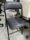 Chaise pliante noire simili cuir métal robuste