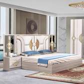 CHAMBRE A COUCHER ARMOIRE 6BATTANTS 5PIECES BEIGE BLANC