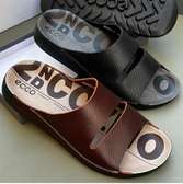 ECCO Mule Ouverte Cuir Noir et Marron Antidérapante