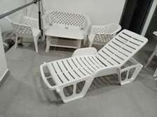Ensemble chaise longue blanc 2places