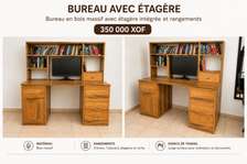 Bureau bois massif avec étagères et rangements