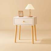 Table de chevet bois clair 1 tiroir blanc