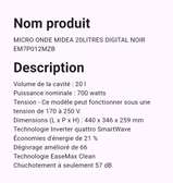 Midea Micro-ondes 20L Noir Pavé Tactile Numérique