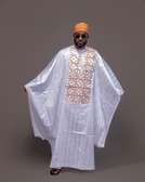 Boubou homme blanc brodé taille unique léger