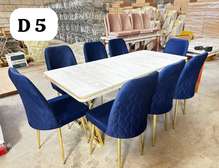 TABLE À MANGER 8 PLACES 180x80 METAL BLEU BLANC D5