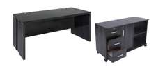 Bureau moderne noir avec caisson 3 tiroirs mobile