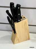 Ensemble 6 couteaux cuisine lame inox bloc bois