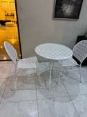 Ensemble table ronde 70cm + 2 chaises métal blanc