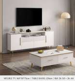 Ensemble Meuble TV 160cm et Table Basse Blanc & Doré
