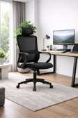 Chaise bureau ergonomique gris clair appui-tête