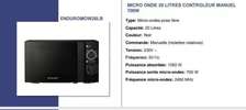 Micro ondes enduro 20L manuel
