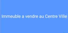 Immeuble a vendre au Centre Ville