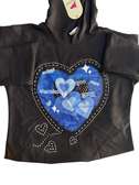 Vernika sweat enfant capuche cœur bleu strass