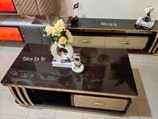 Table télé avec Table basse design brillant tiroir intégré