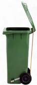 Poubelle à pédale 100 litres en plastique vert avec roues