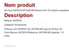 Air  Friteuse Air 10L Double Compartiment Noir