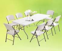 Ensemble table pliante blanche + 8 chaises pliantes