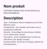 Hisense distributeur eau froide chaude noir cache bouteille