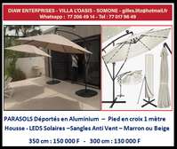 Parasol déporté aluminium 300-350 cm LED solaire