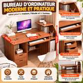 Bureau d’ordinateur en bois avec rangement