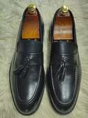 Mocassins cuir noir pompons style classique