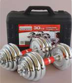 Haltères chrome réglables 30 kg avec mallette